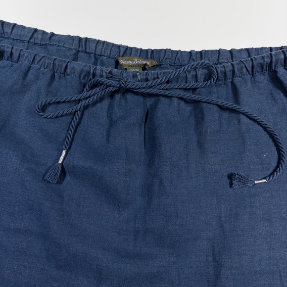 Tommy Bahama 100% Linen Navy Drawstring Midi Skirt Resort Style - Picture 6 of 10